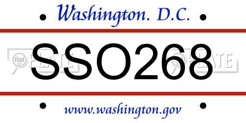 SSO268 District Of Columbia License Plate