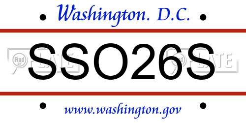 SSO26S District Of Columbia License Plate