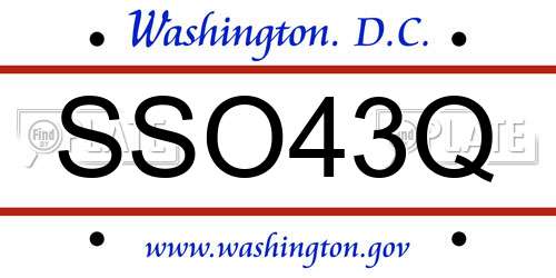 SSO43Q District Of Columbia License Plate