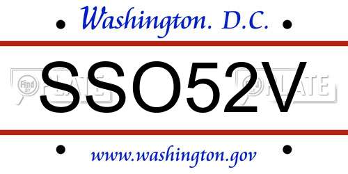 SSO52V District Of Columbia License Plate