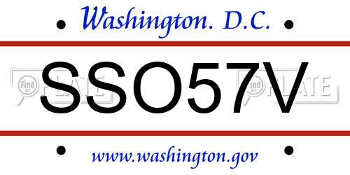 SSO57V District Of Columbia License Plate
