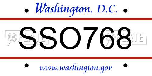 SSO768 District Of Columbia License Plate