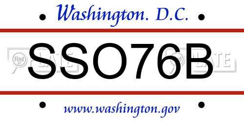 SSO76B District Of Columbia License Plate