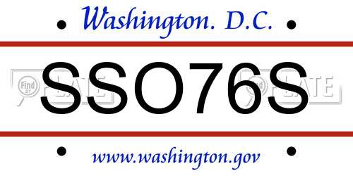 SSO76S District Of Columbia License Plate
