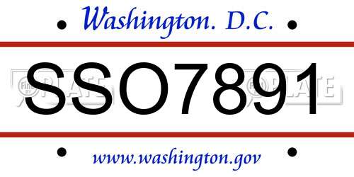 SSO7891 District Of Columbia License Plate