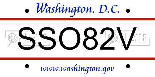 SSO82V District Of Columbia License Plate