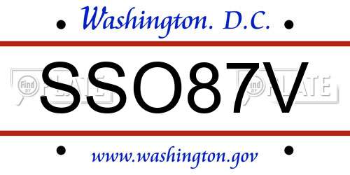 SSO87V District Of Columbia License Plate