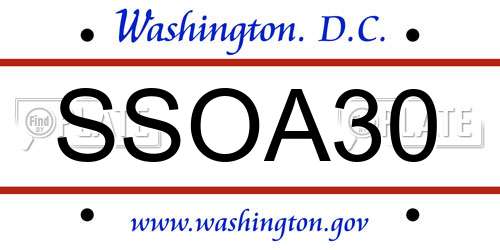 SSOA30 District Of Columbia License Plate