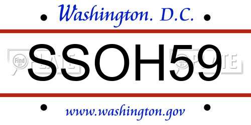 SSOH59 District Of Columbia License Plate