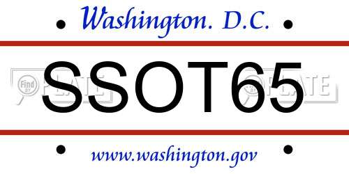 SSOT65 District Of Columbia License Plate