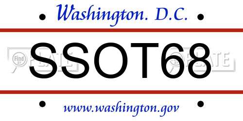 SSOT68 District Of Columbia License Plate