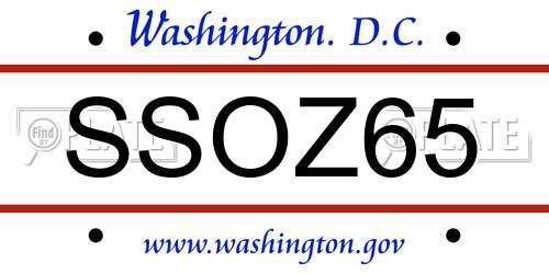 SSOZ65 District Of Columbia License Plate