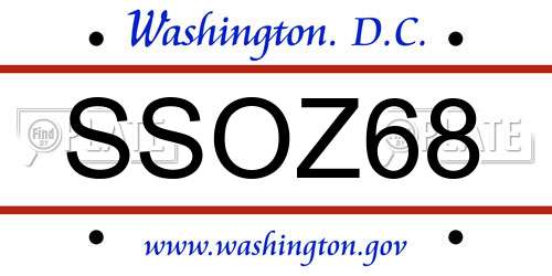 SSOZ68 District Of Columbia License Plate