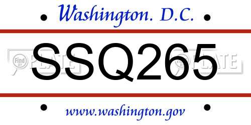 SSQ265 District Of Columbia License Plate