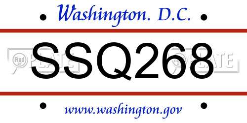 SSQ268 District Of Columbia License Plate