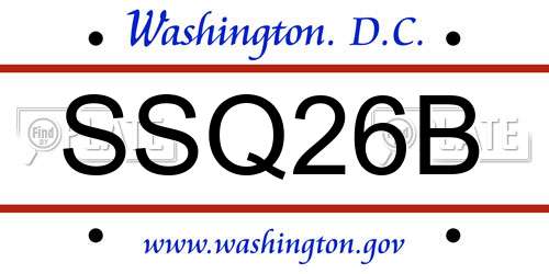 SSQ26B District Of Columbia License Plate