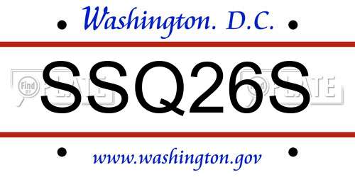 SSQ26S District Of Columbia License Plate
