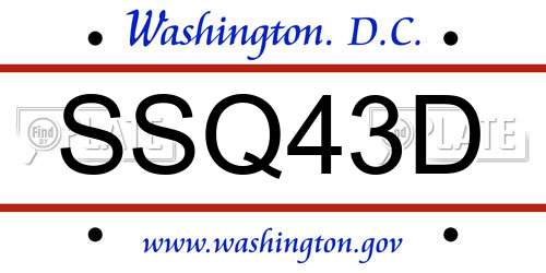 SSQ43D District Of Columbia License Plate