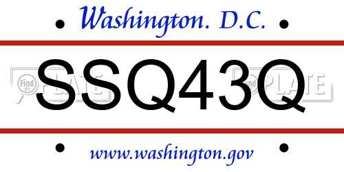 SSQ43Q District Of Columbia License Plate