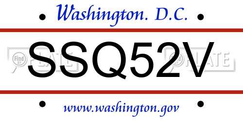 SSQ52V District Of Columbia License Plate