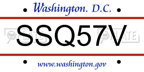 SSQ57V District Of Columbia License Plate