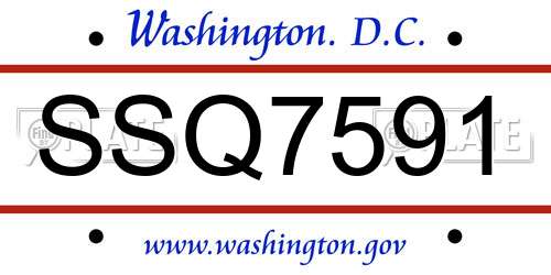 SSQ7591 District Of Columbia License Plate
