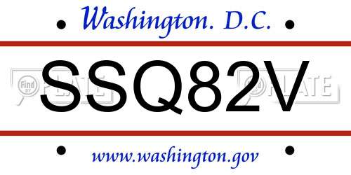 SSQ82V District Of Columbia License Plate