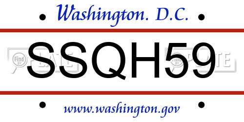 SSQH59 District Of Columbia License Plate