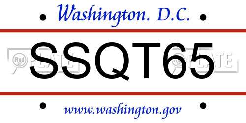 SSQT65 District Of Columbia License Plate
