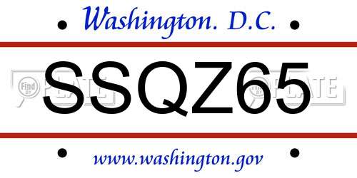 SSQZ65 District Of Columbia License Plate