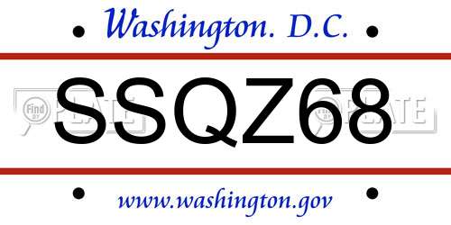 SSQZ68 District Of Columbia License Plate