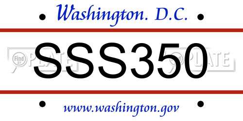 SSS350 District Of Columbia License Plate