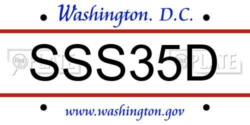 SSS35D District Of Columbia License Plate