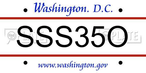 SSS35O District Of Columbia License Plate