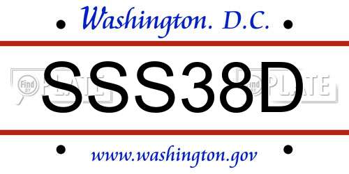 SSS38D District Of Columbia License Plate