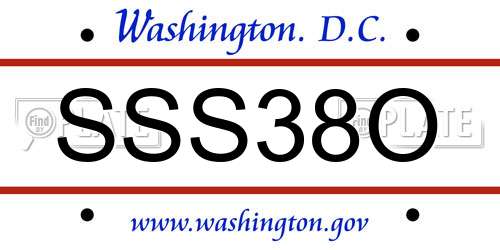 SSS38O District Of Columbia License Plate