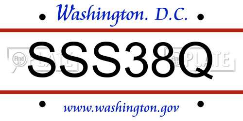 SSS38Q District Of Columbia License Plate