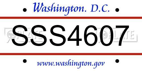 SSS4607 District Of Columbia License Plate