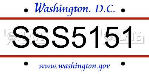 SSS5151 District Of Columbia License Plate