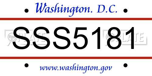 SSS5181 District Of Columbia License Plate