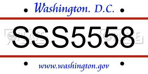 SSS5558 District Of Columbia License Plate