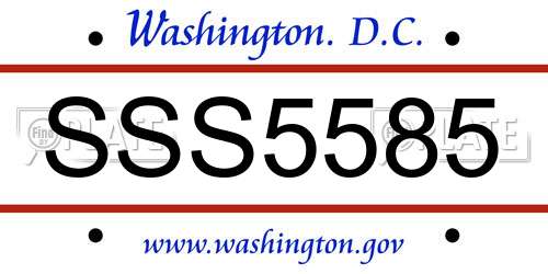 SSS5585 District Of Columbia License Plate