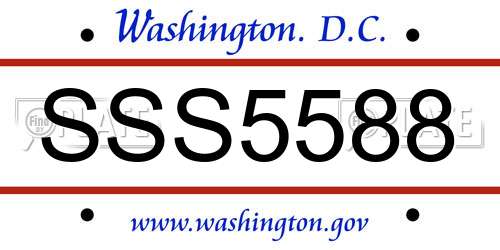 SSS5588 District Of Columbia License Plate