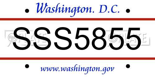 SSS5855 District Of Columbia License Plate