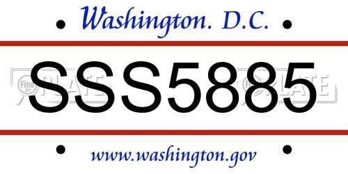 SSS5885 District Of Columbia License Plate