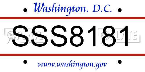SSS8181 District Of Columbia License Plate