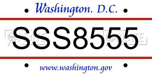SSS8555 District Of Columbia License Plate