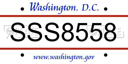SSS8558 District Of Columbia License Plate