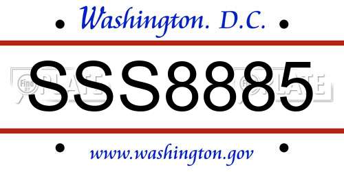 SSS8885 District Of Columbia License Plate