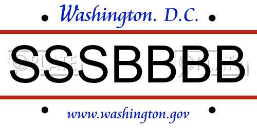 SSSBBBB District Of Columbia License Plate